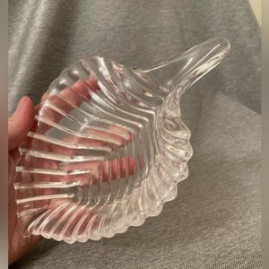 Clear Pressed Glass Leaf Dish